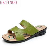 Women Slipper Shoes Genuine Leather Slide Shoes Ladies Outside Flip Flops Women Sandals Women Summer Shoes Big