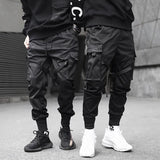 Black Samurai Trend Self-Cultivation Leisure Tactics Paratroopers Ribbon Function Wind Belt Foot Overalls Trousers Men's Tide