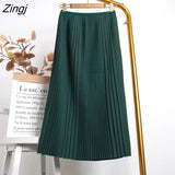 2022 Trend Spring Summer Women Korean Fashion Elegant Black Aesthetic High Waist Midi Pleated Suit Skirt Female