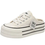 Zingj Half Slippers Female Summer Outside Wear 2023 New Women's No Heel Lazy Canvas Shoes Platform Casual
