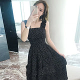 Women Elegant Dot Fashionable Chiffon Casual Korean Style Sleeveless Spaghetti Strap Summer Femme Soft Stylish Basic