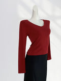 Zingj West Sister With The Same Wine Red Short-Sleeve T-Shirt Female Shoulder Chic Beautiful Small Shirt This Life Year Slim