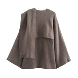 Autumn Women's Asymmetric Scarf Short Knitted Coat W063