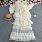 Zingj Super Fairy One Word Shoulder To Shoulder Waist Show Thin A Word Flounce Cake Gauze Dress Elegant