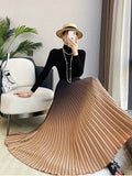 Gradient Pleated Long Skirt- Outfit