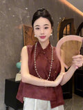 Zen Sleeveless Vest Women's New Chinese Style Plate Buckle Shoulder Vest Clip In The Summer Of