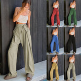 Loose Draggle-tail Trousers Straight High Waist