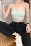 Women Sleeveless Spaghetti Strap Sexy Elastic Fashion All-match Simple Solid Korean Style Skinny Girls Streetwear