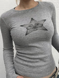 Adorable Star Print Slim Long Sleeve Knit- Outfit