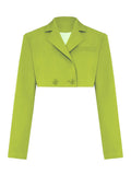 Cropped Blazer And Pleated Mini Skirt Set-Outfit