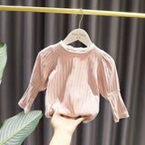 Baby Girls Clothes Ruffle Long Sleeve Baby Solid Color T-shirt Spring Autumn Cotton Soft Tops Baby Girl