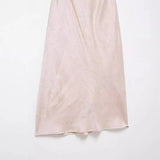 New Folded Beads Hanging Neck Long Dress