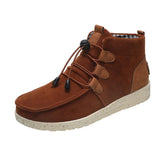 Zingj Large Flat-Bottomed Casual Tie Women's Shoes Fashion Round Head Suede Martin