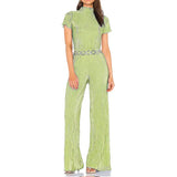 Women's Shirt Pleated Two Piece Set Loose High Waist Wide Leg Pants Suit 2022 Casual Elegant Office Ladies Female