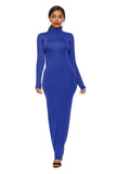 Polyester Spandex Fashion Solid Color Long Sleeve Stretch Slim Turtleneck