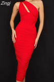 Quality Summer Bodycon Dress Women Party Dress 2023 Stretchy Mesh Blue One Shoulder Dress Elegant Sexy Club Night