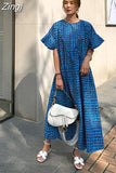 Fashion Summer New A-line Women Ruffes Striped Dress Ladies Womens Print Long Dresses Casual Loose Pullover Woman