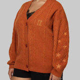 Same Taylor Orange Cardigan Embroidered Stars Loose Languid Temperament