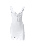 Split V Neck Mini Dress- Outfit