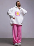 Zingj Hoodie 2024 New Female Ins Loose Sports Casual Print