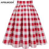 Uniform Student 3XL Vintage Women Pleated Skirts Plaid Print 2022 Midi 50s 60s Rockabilly Pin Up High Waist Summer