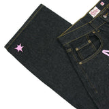 New High Street Hip-Hop Tide Card Star Letter Printed Jeans Men's Straight Tube Leisure Wide