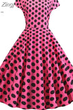 Polka Dot Print Women Summer Dress Vintage Swing Rockabilly Robe Femme Elegant Party