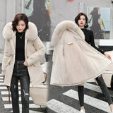 2022 New Cotton Thicken Warm Autumn Winter Jacket Coat Women Casual Long Parka Winter Clothes Fur Lining Hooded