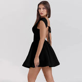 Short Sleeve Backless Mini Dress- Outfit