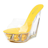 Zingj Korean Thick Platform Ultra High Heel Sandals High Transparent Special Crystal Shoe Waterproof Platform 15CM Wedge Wedge Women's