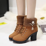 The Fall Of 2025, The New Women's Boots Water Drilled Wool Mouth High Heel And Large-Size Fashion Shoes
