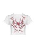 Butterfly Print White Crop Top- Outfit