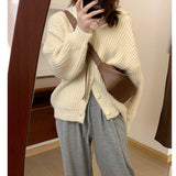 Zingj Recommend Korean Soft Waxy Twist Flower Sweater Coat Female Autumn And Winter Solid Color Loose Thick Needle Hat Knit Cardigan Jacket-Outfit
