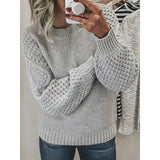 Hot New Sweater Women's Round Collar Color Loose Fashion Knitted Shirt Long