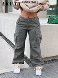 Cargo Pants Baggy Jeans Women Overalls Fashion 90s Streetwear Big Pockets Wide Leg High Waist Loose Y2k Grunge