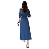 Long-Sleeved Denim Dress Loose With Denim Shirt