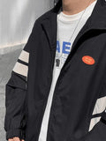 Men's Contrast Striped Zip Up Jacket-Outfit