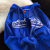 new American retro letter embroidery zipper hoodie women's Y2K street casual loose sweatshirts trend wild long-sleeved