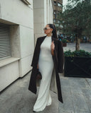 Knitted Turtleneck Pleated Tank Maxi Dress- Outfit