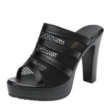 Thick-Heeled Sandals And Slippers For Women 2023 Summer Waterproof Platform Fish Mouth Mesh Large Size 4143 Fashion Sandals And