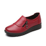 New Autumn Women's Shoes Fashion Casual Women Leather Flat Shoes Ladies Slip On Comfortable Black Work shoes