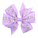 Printed Flower Hair Bows With Clip For Baby Girls Grosgrain Ribbon Boutique Hair Clip Barrettes Hair Accessories