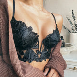Sexy French Lace Embroidery Brassiere Lingerie Set Women's Underwear Set Push Up thin Bralette Deep V Bra and Panty