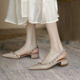 Sandals 2025 New Summer Paint Skin Behind The Empty Sharp Head Single Shoes Women's Head With The Coarse Heel Flat