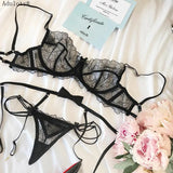 Bra G-String Garter Suit Womens Sexy Lingerie Lace Top Bra Set Lady Thong Underwear Set Female Fashion Top Erotic