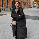 Down Cotton Jacket Female Long Over The Knee 2024 Winter Cotton-Padded Jacket Korean Version Loose Oversize Cotton-Padded Coat Design Sense Coat-Outfit