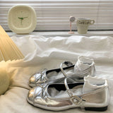 Thin Round Head Bow Flat Sole Single Shoes Summer New Small Leather Shoes Light Mouth Mary Jane