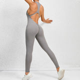 Zingj Zipper Conjoined Yoga Suit Sports Onesie Hollow Back Running Fitness One-Piece Yoga Pants-Outfit