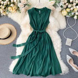 Zingj Minority Dress 2023 New Summer Heart Machine Hollowed-Out Round Collar Commuter Dress Sleeveless Back Heart