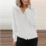 Zingj Winter New Striped Casual Coat Loose Sweater Zipper Cardigan Long Sleeve Lapel Sweater Woman-Outfit